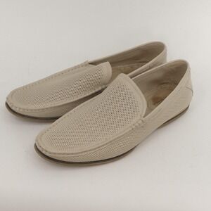 Via Spiga Cream / White Leather Loafers Perforated Shoes Men's 10M